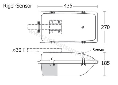 Dimensions โคมไฟถนน BEC RIGEL SENSOR