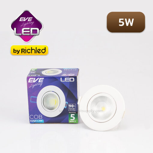 ไฟดาวน์ไลท์พร้อมกล่อง EVE COB Circle 5W