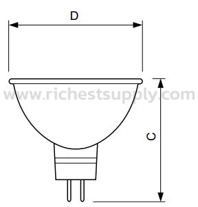 Dimensions Halogen ESSENTIAL MR16 PHILIPS