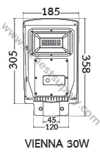 Dimensions โคมไฟถนนโซล่าเซลล์ LED 30W BEC VIENNA