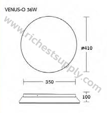 Dimensions โคมไฟติดเพดาน LED 36W BEC VENUS-O