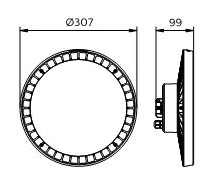 ขนาดโคมไฮเบย์ LED 78W PHILIPS BY698P LED105