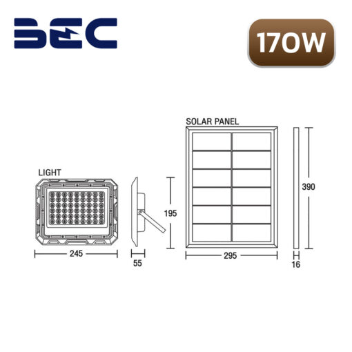สปอร์ตไลท์โซล่าเซลล์ LED 170W BEC SPIDER TRI COLOR - Image 2