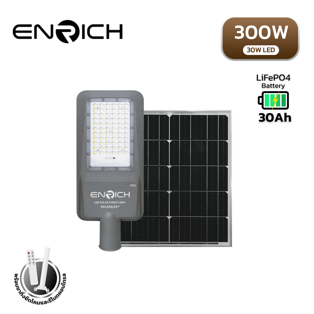 โคมไฟถนนโซล่าเซลล์ LED ENRICH 300W รุ่น MAXNUM+
