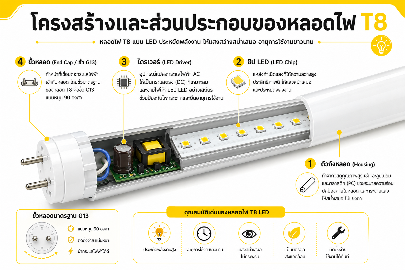 โครงสร้างภายในหลอดไฟ-LED-T8