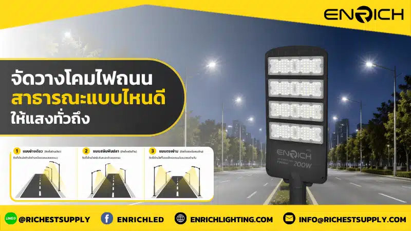 จัดวางโคมไฟถนนสาธารณะแบบไหนดี ให้แสงทั่วถึง