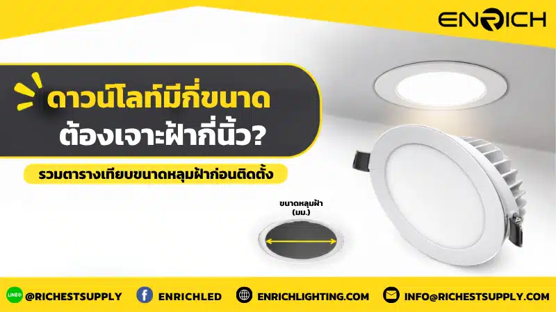 ดาวน์ไลท์มีกี่ขนาด ต้องเจาะฝ้ากี่นิ้ว